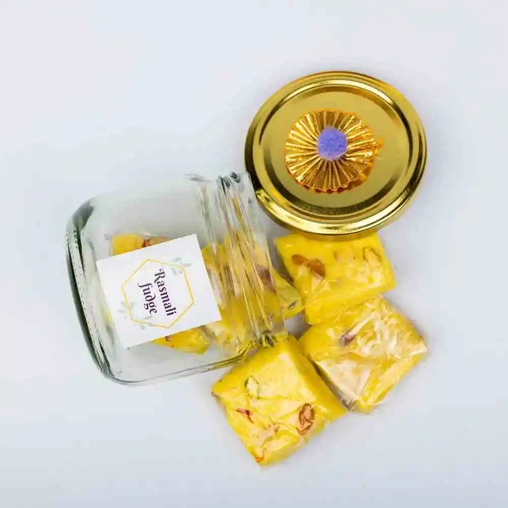 Gift hamper of rich and creamy Rasmalai fudge